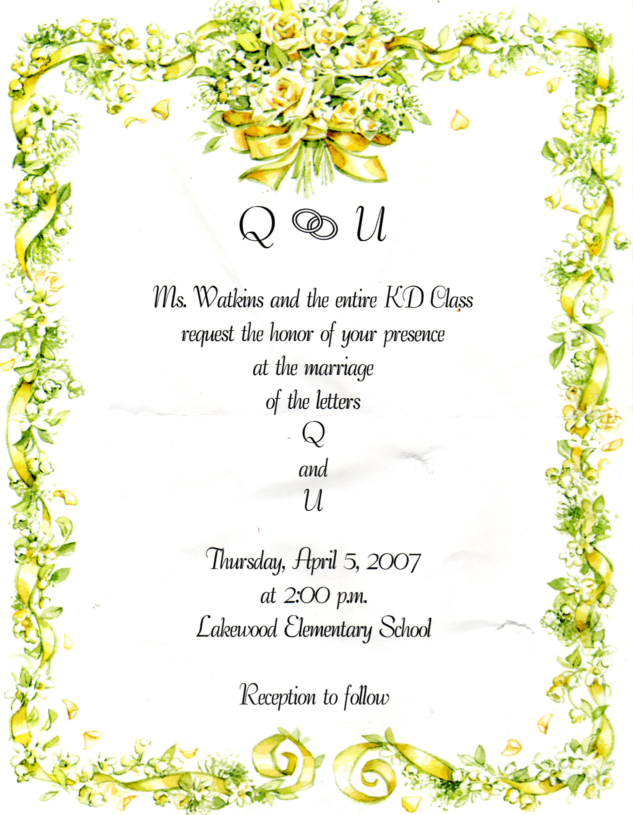 Q And U Wedding Invitation 3